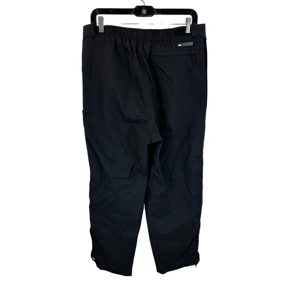 REI Pull On Rain Pants Lined Black Size Large Adjustable Waist Packable Hiking - Picture 2 of 14